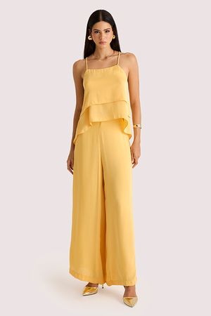 Conjunto De Blusa Em Camadas Com Calca