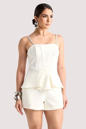 Conjunto De Blusa Estruturada Peplum E Short