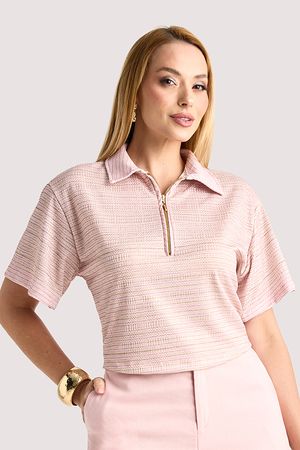 Blusa Texturizada Polo Ampla