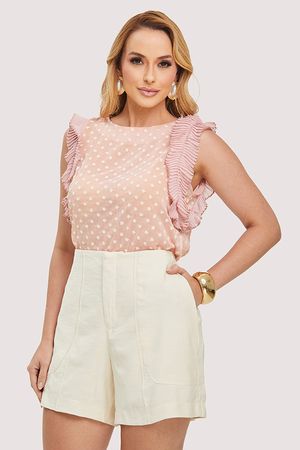 Conjunto Blusa Com Plissado E Short