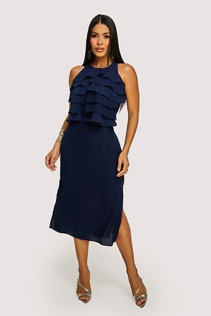 Conjunto De Saia Com Blusa Em Camadas