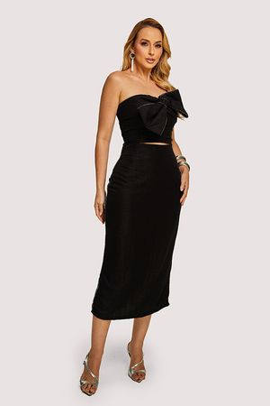 Conjunto De Cropped Com Laco E Saia