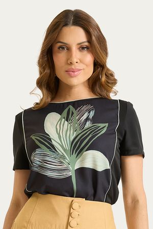 Blusa Baby Look Com Vivos