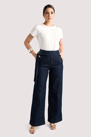 Calca Wide Leg Com Cos Diferenciado