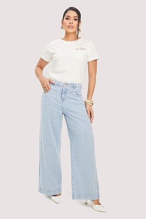 Calca Wide Leg Com Lateral Diferenciada
