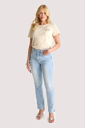 Calca Reta Com Detalhe Lateral Desfiado