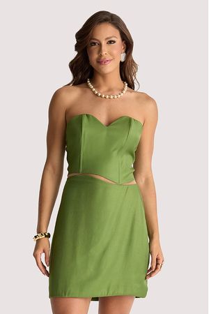 Vestido Plano Curto Com Recorte Organico