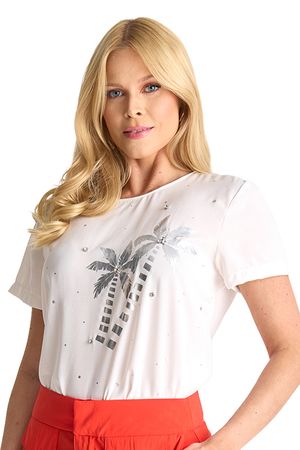 Blusa Baby Look Com Aplicacoes